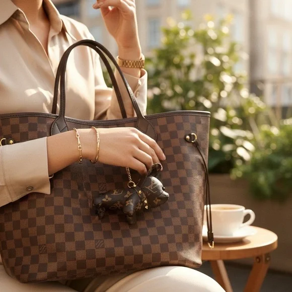 Classic LV Monogram x French Bulldog Keychain Bag Charm